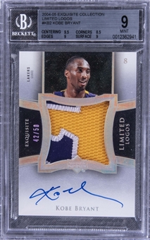 2004-05 UD "Exquisite Collection" Limited Logos #KB2 Kobe Bryant Signed Patch Card (#42/50) – BGS MINT 9/BGS 10